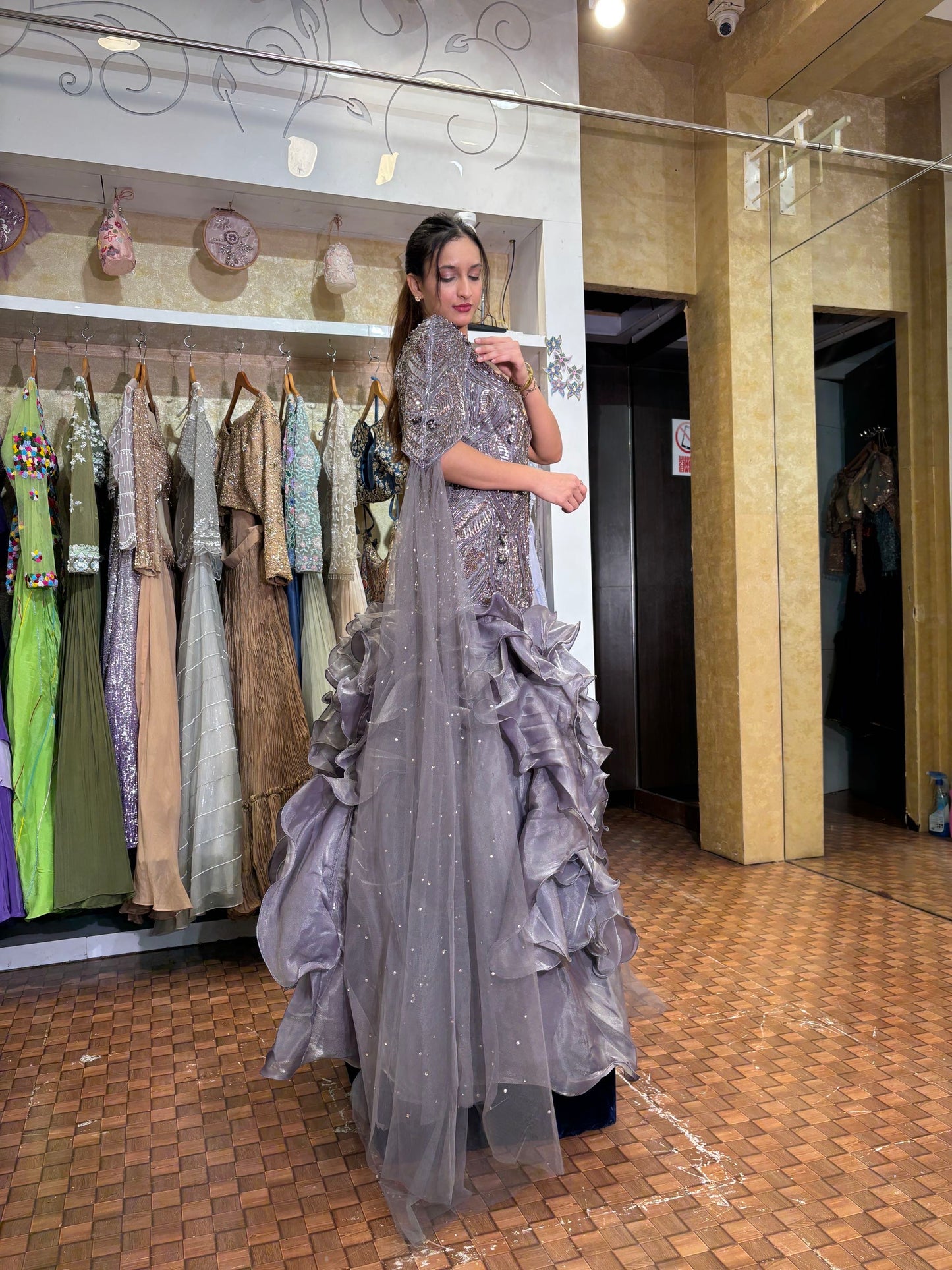 Silver grey luxury gown