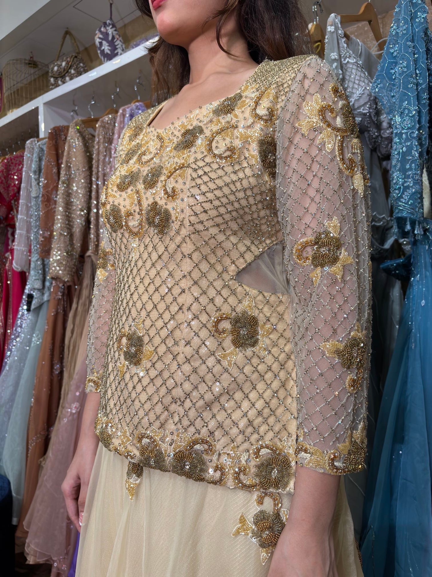 Golden Kurti and sarara