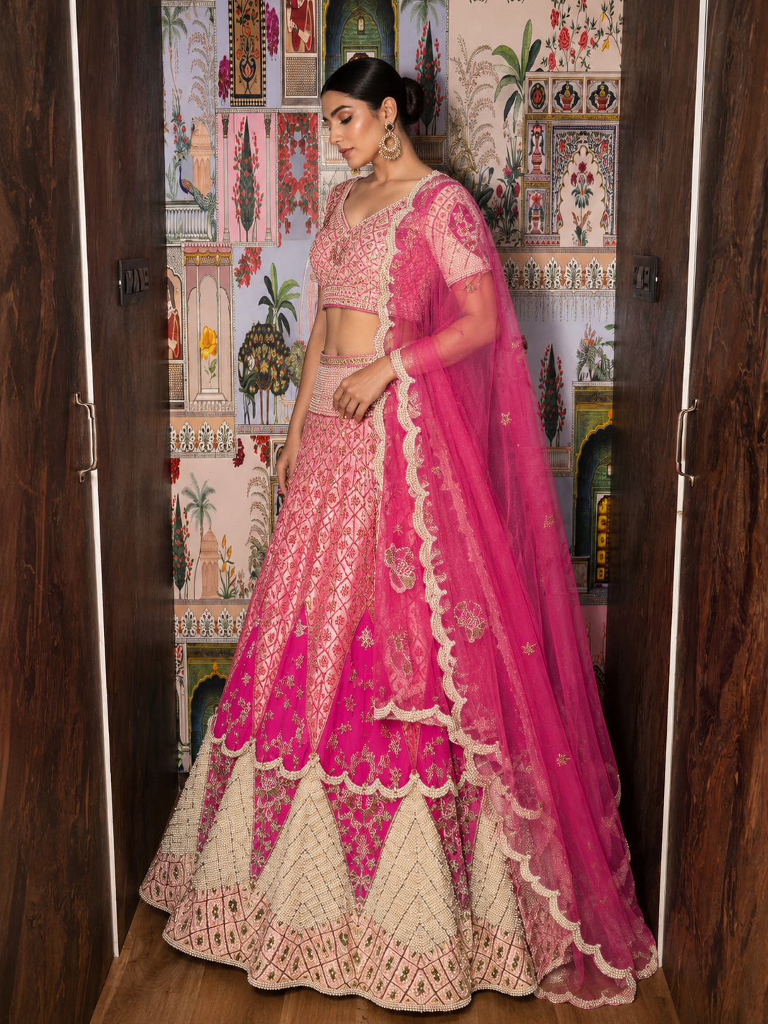 Blush Bloom Hand-Embroidered Raw Silk Lehenga Set