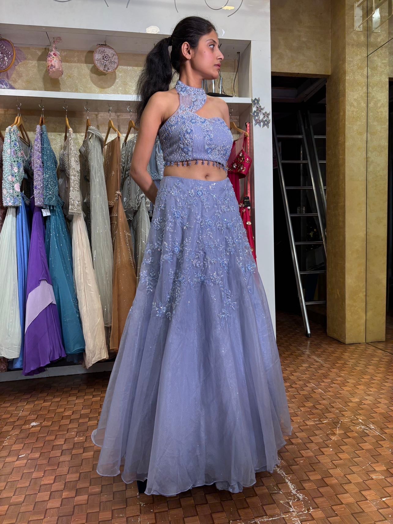 Lavender blue lehenga