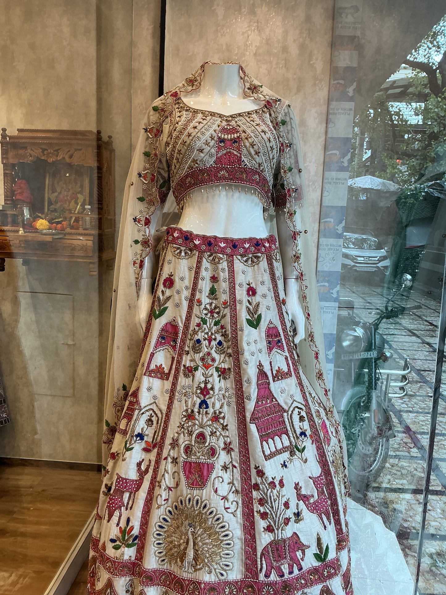 Ivory Heritage Hand-Embroidered Raw Silk Lehenga Set