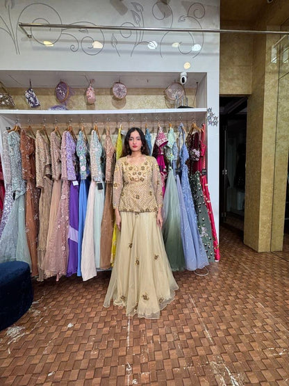 Golden Kurti and sarara