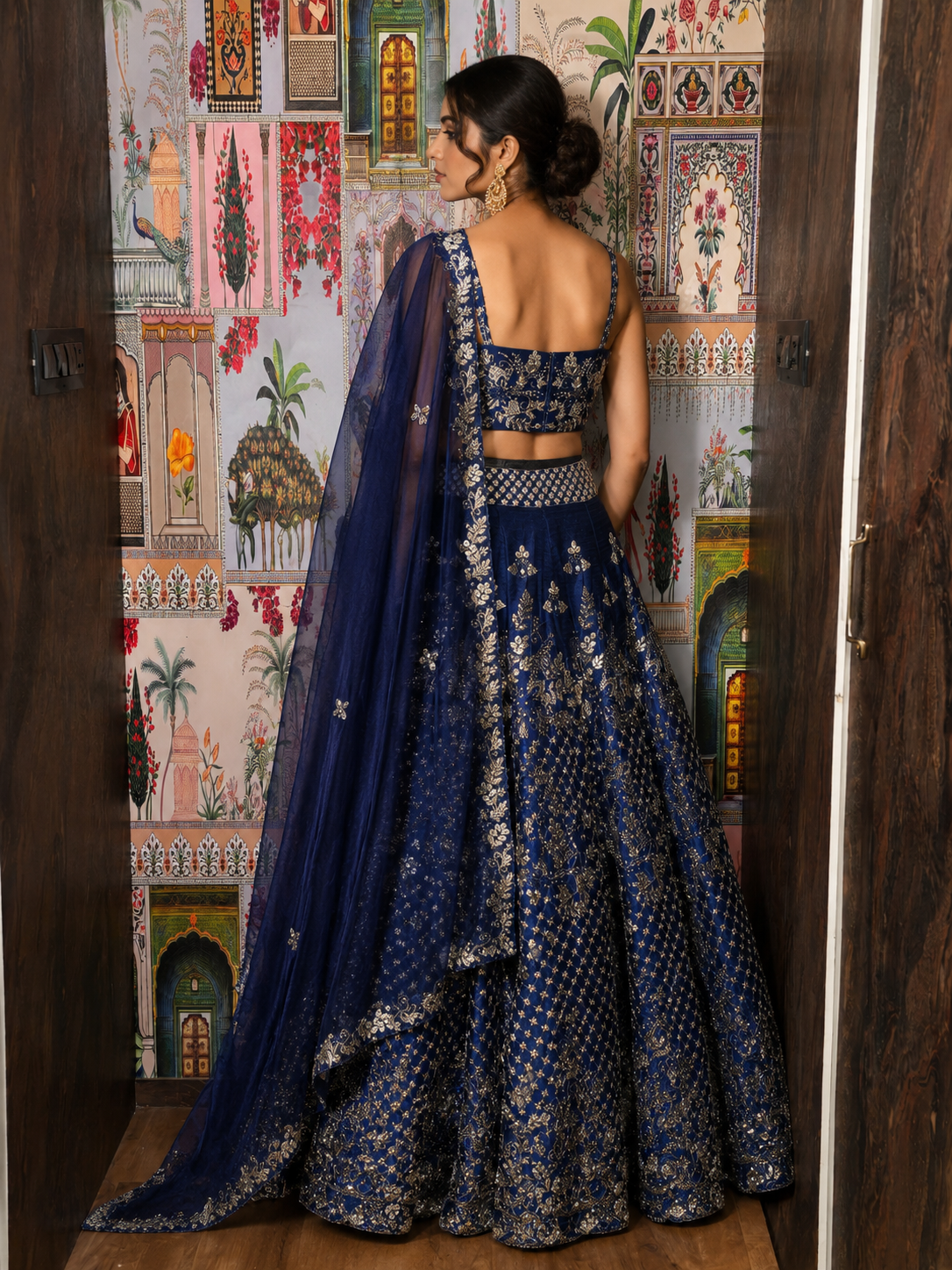 Midnight Sapphire Embroidered Lehenga Set