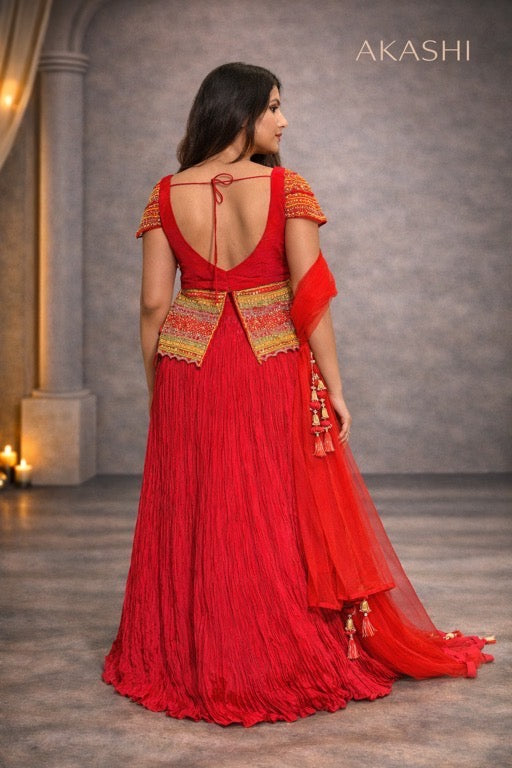 Red colour lehenga