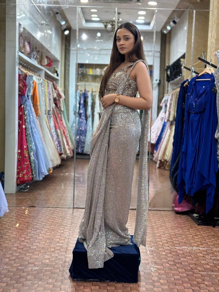 Simmering Siquence saree and corset blouse