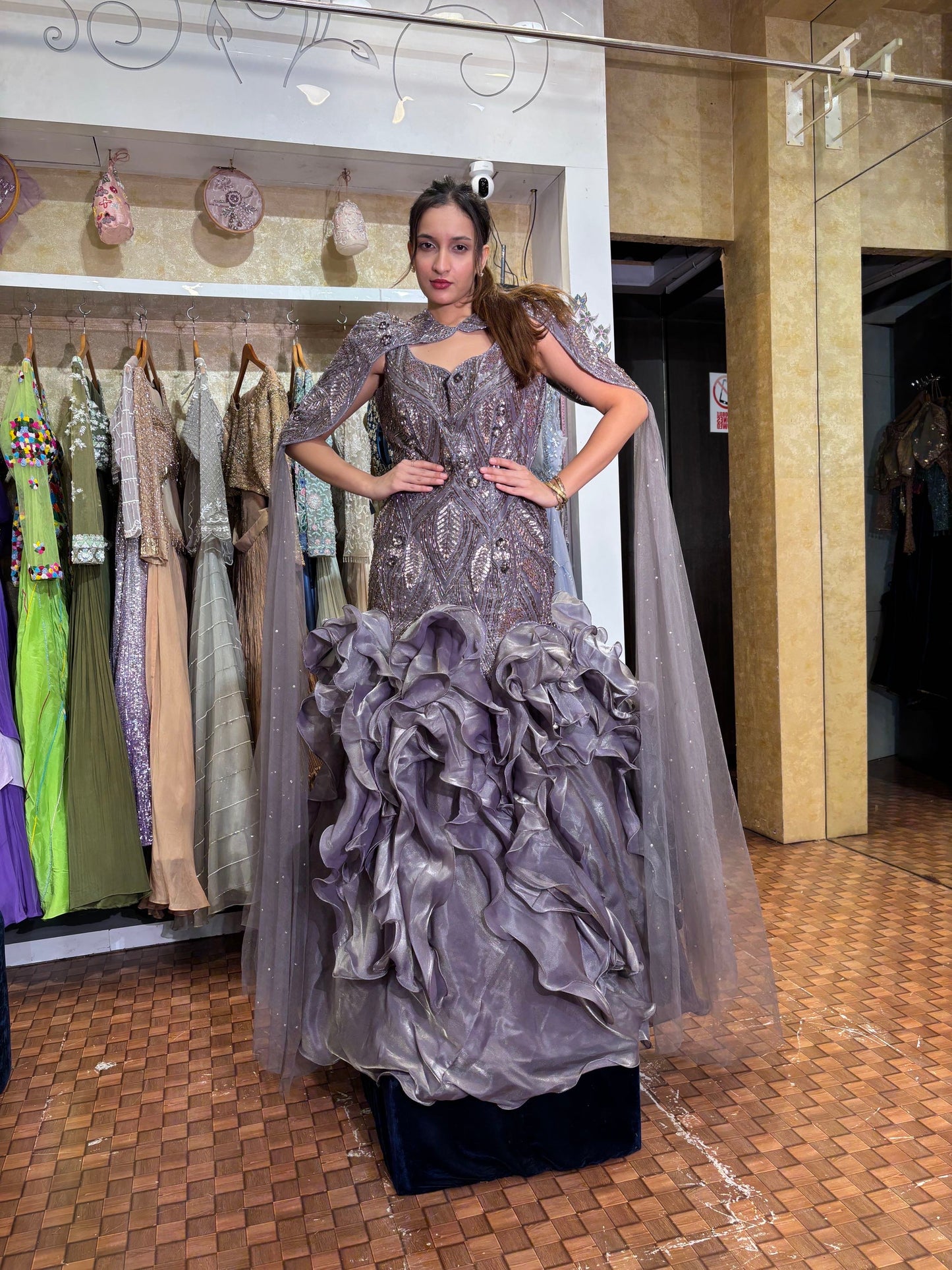 Silver grey luxury gown