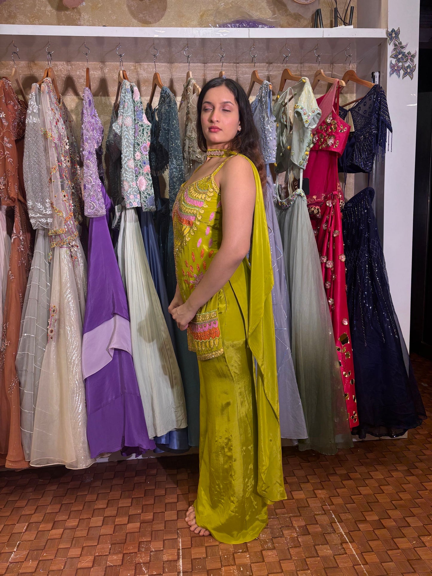 Parrot Green Plazo Set with Embroidered Kurti & Dupatta