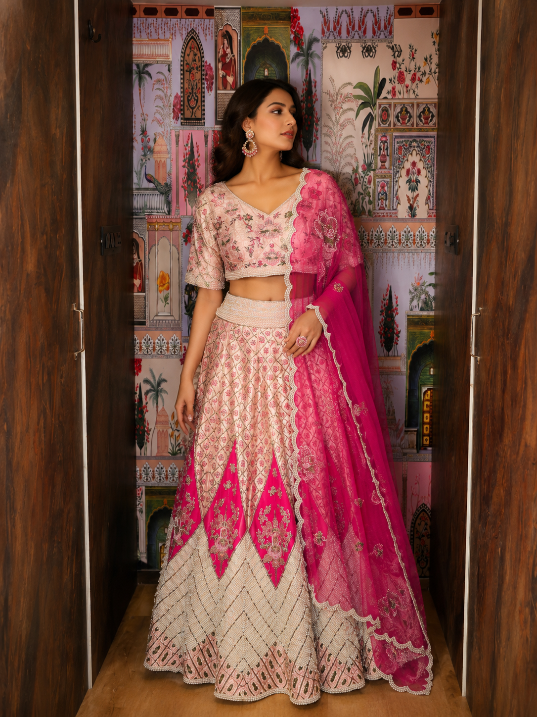 Blush Bloom Hand-Embroidered Raw Silk Lehenga Set