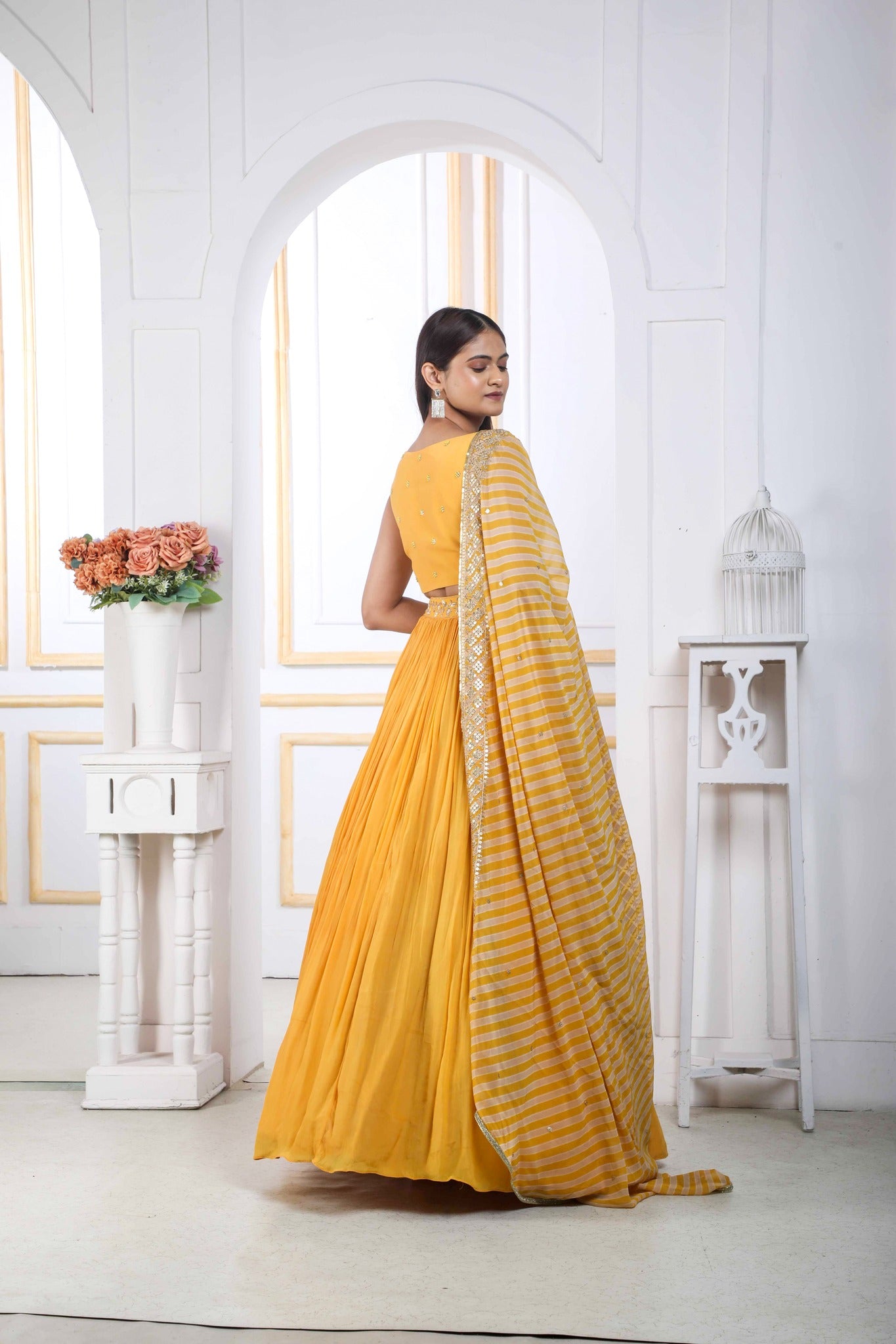 Mustard Yellow Peplum Lehenga Set – Label Anushree