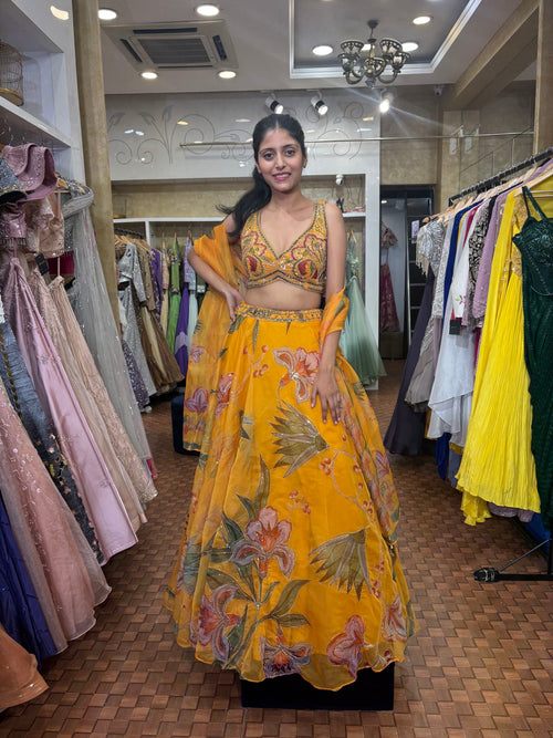 Orange Multicolour Lehenga