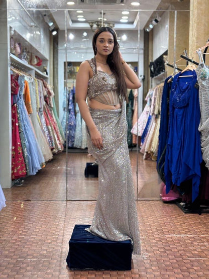 Simmering Siquence saree and corset blouse