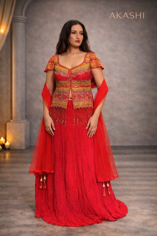 Red colour lehenga