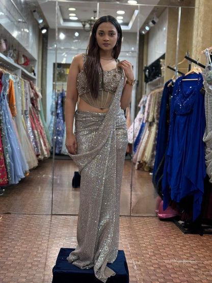 Simmering Siquence saree and corset blouse