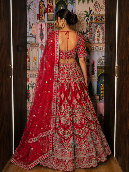 Crimson Maharani Designer Lehenga Set