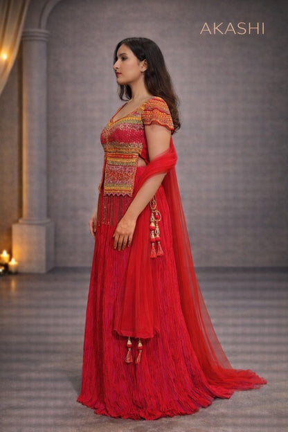 Red colour lehenga