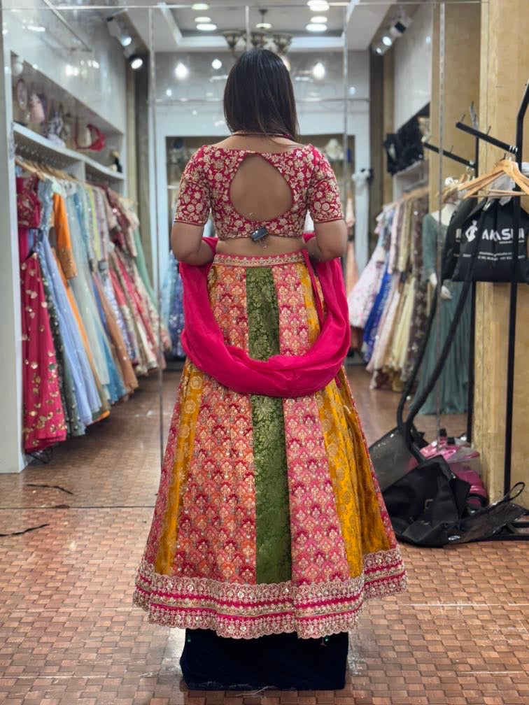 Multicolour brocade lehenga