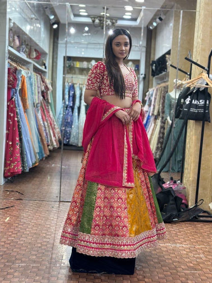 Multicolour brocade lehenga