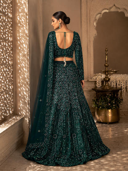 Emerald Royale Hand-Embroidered Lehenga Set