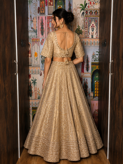 Ivory Royale Hand-Embroidered Silk Lehenga Set