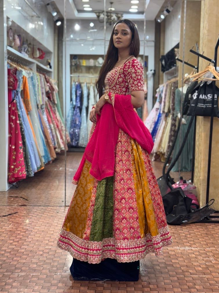 Multicolour brocade lehenga