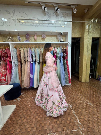 Pink multicolour embroidered Lehenga