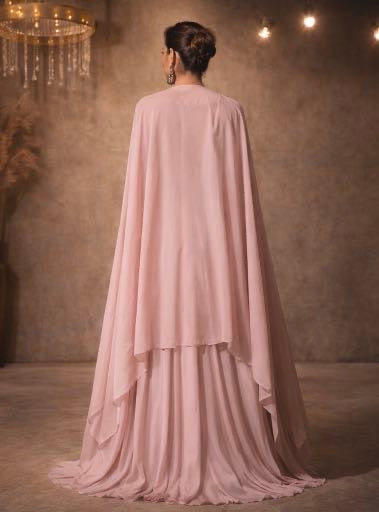 Drape skirt and cape in Soft pink colour