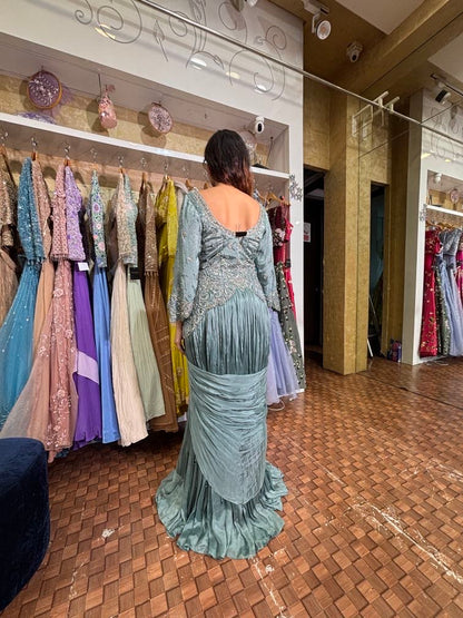 Cyan sea green gown