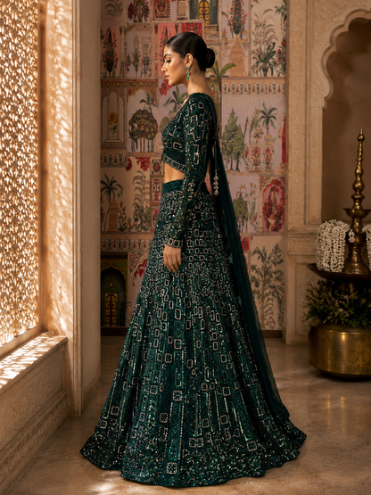 Emerald Royale Hand-Embroidered Lehenga Set