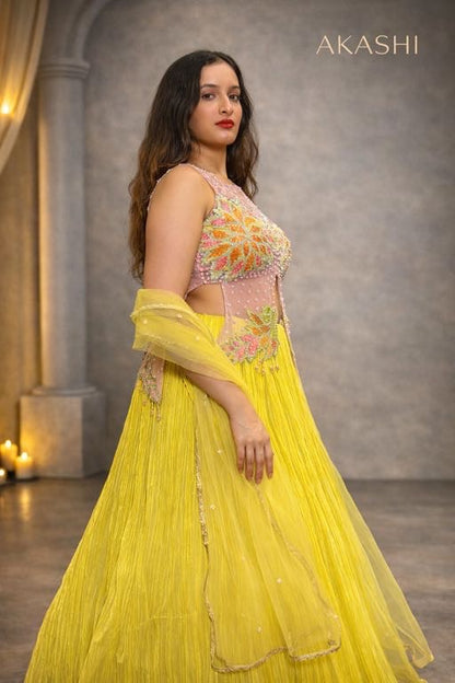 Parrot green Lehenga