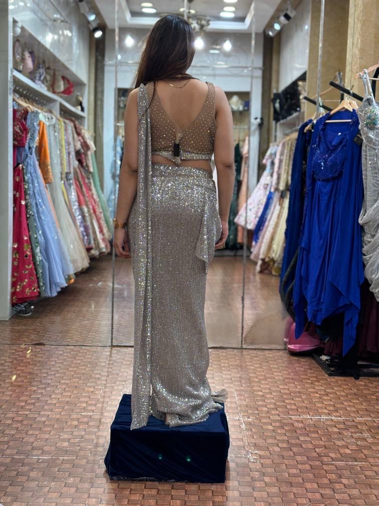 Simmering Siquence saree and corset blouse