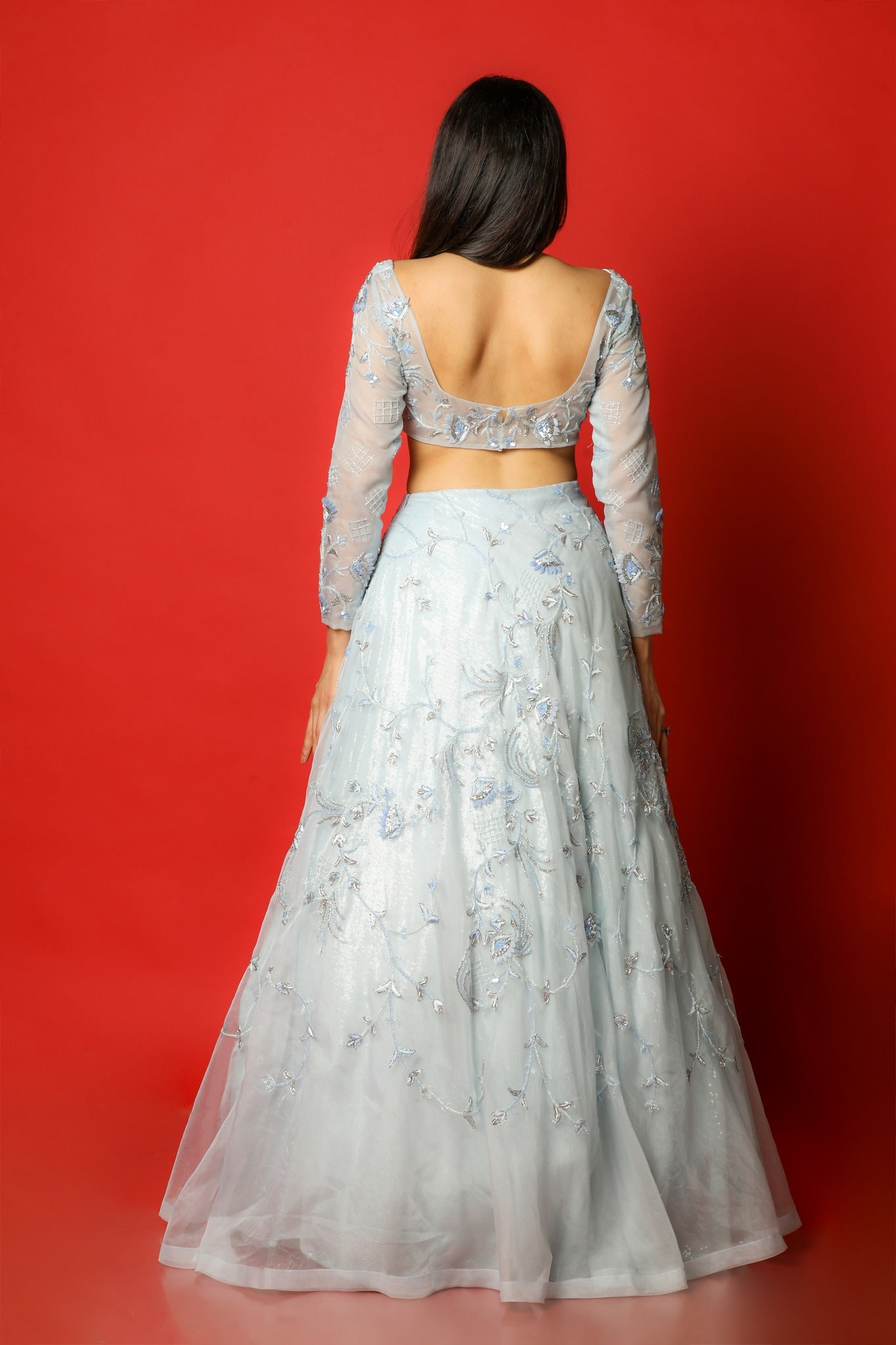 Blouse Sleeves Stylish Blouse Design For Lehenga Blue Handwork