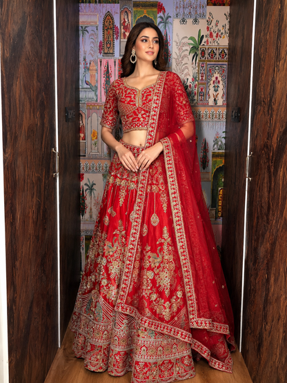 Crimson Maharani Designer Lehenga Set